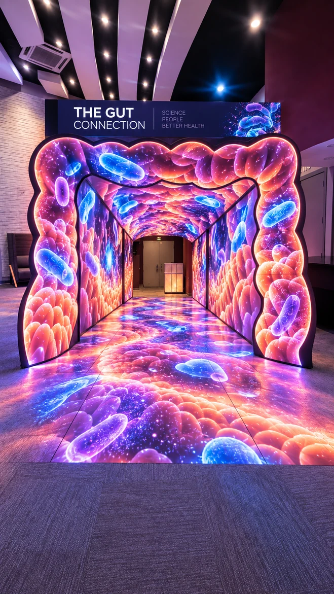 Entrada inmersiva inspirada en el intestino